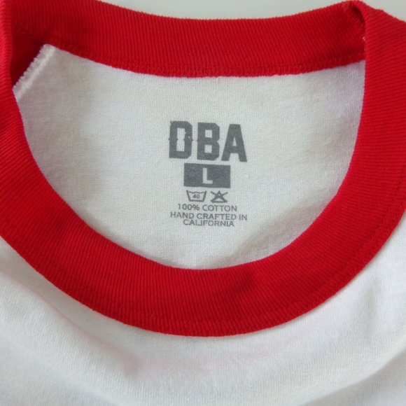 DBA Death By Association Soul Rebel Raglan T Shirt Red White Men's Large L - Picture 3 of 4